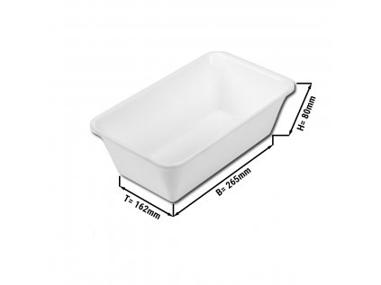 Obdélníková prezentační nádoba GN 1/4 - bílá - bez BPA - 265 x 162 x 80 mm | Nádoba na maso | Prezentační nádoba| Nádoba na pokrmy | Mísa | Přípravná nádoba