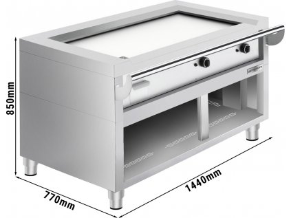 Plynový gril Teppanyaki – 17 kW – Hladká deska – Přední vaření
