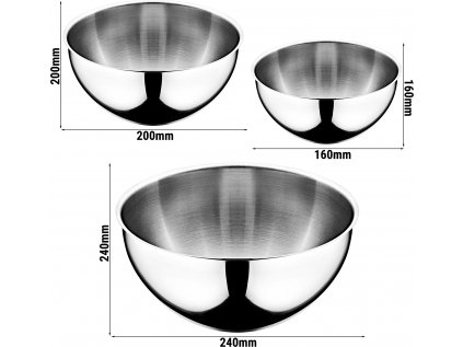9dílná sada nerezových mís - Ø 16,20,24 cm