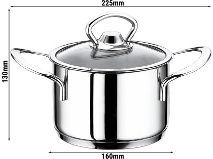 Mini hrnec z nerezové oceli s víkem - Ø 140 mm - výška 80 mm - 1,2L