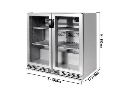 Barová chladnička na nápoje - 0,9 x 0,51 m - 193 litrov - s 2 sklenenými dvierkami - nerez