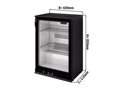 Barová chladnička na nápoje - 0,6 x 0,51 m - 125 litrov - s 1 sklenenými dvierkami - Čierny