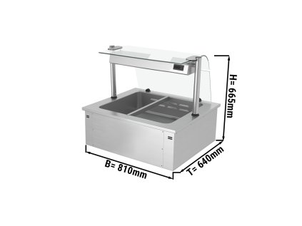 Instalační ohřevná vana - 0,8m - 2x GN 1/1 - se skleněnou ochranou proti kýchání