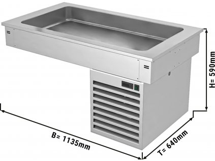 Inštalačná chladiaca vaňa - 1,1m - +2 ~ +8 °C - 3x GN 1/1