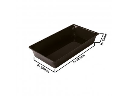 Obdélníkový prezentační podnos - černý - bez BPA - 265 x 487 x 80 mm | Prezentační podnos | Pultový podnos | Podnos na dorty | Pultový podnos | Podnos na maso | Podnos | Podnos na pečivo