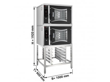 (2 kusy) Digitálna elektrická teplovzdušná rúra - 6x EN 60 x 40 cm - vrátane podstavca s plechovým držiakom