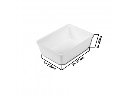 Obdélníková prezentační nádoba- bílá - bez BPA - 265 x 200 x 80 mm | Nádoba na maso | Prezentační nádoba| Nádoba na pokrmy | Mísa | Přípravná nádoba