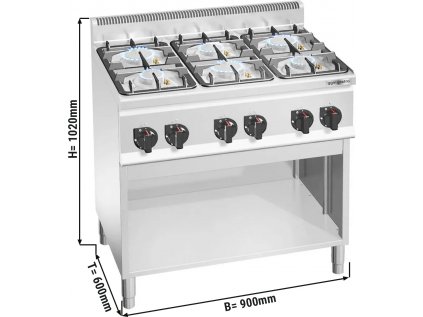 Plynový sporák 6x horák (28,5 kW) s