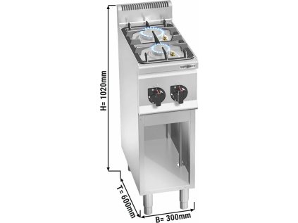 Plynový sporák 2 hořáky (9,5 kW) s pilotním plamenem