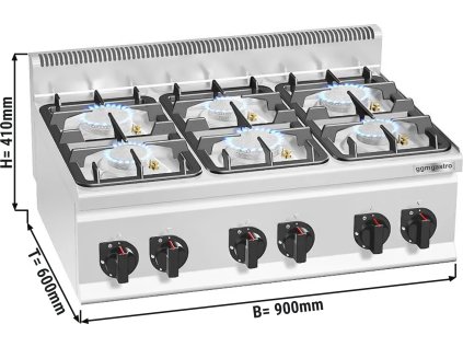 Plynový sporák 6x hořák (28,5 kW)