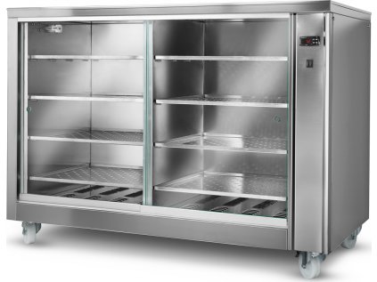 Ohřívací skříň režon s posuvnými skleněnými dveřmi & 8 policemi - 1415 x 1045 x 1020 mm