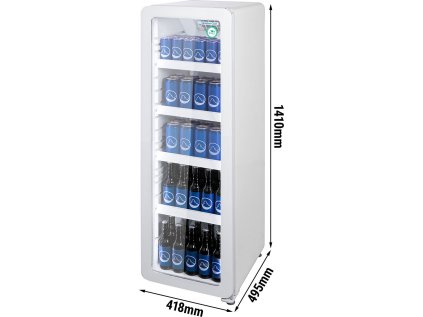 GASTRO COOL | Retro chladnička so sklenenými dverami - 135 litrov - úzka - biela