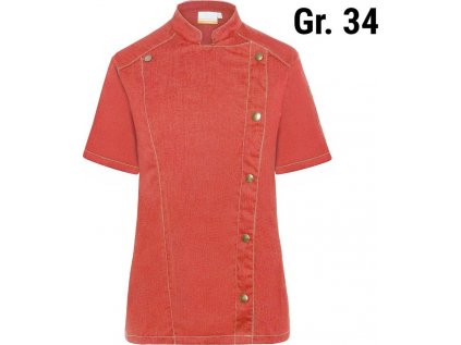 KARLOWSKY | Dámská kuchařská bunda s krátkým rukávem v džínovém stylu - vintage červená - velikost: 34