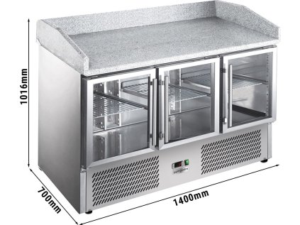 Chladiaci stôl na pizzu ECO- 1400x700mm - 3 presklené dvierka