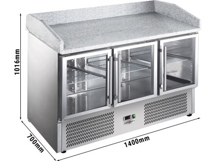 Chladící stůl na pizzu ECO- 1400x700mm - 3 prosklená dvířka