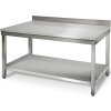 Nerezový pracovní stůl ECO - 1,5 m - se spodní policí a obkladovým panelem