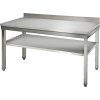 Nerezový pracovní stůl ECO - 1,5 m - se spodní policí a obkladovým panelem