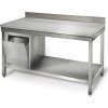 Nerezový pracovní stůl ECO - 1,5 m - se spodní policí a obkladovým panelem