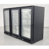 Barová lednice - 1350 x 540 x 900 mm, se 3 skleněnými dveřmi a 2 policemi - černá