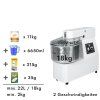 Hnětač těsta 22 litrů / 18 kg 2 rychlosti 400V pevná díže