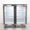 Barový chladicí stůl - 0,9 m - 220 litrů - se 2 skleněnými dvířky a 2 policemi - nerezová ocel