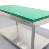 Nerezový pracovní stůl PREMIUM - 1,6 m - s podnoží - včetně krájecí desky v zelené barvě