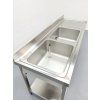 Nerezový dřez- s policí - 2,0 m x 0,7 m - 2 umyvadla vlevo