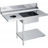 Stainless Steel Pass Through Dishwasher Table PREMIUM – Left Only - 1000 mm - 1-Bowl Sink - DS - Waste Chute - Adjustable Feet