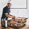 black pizza trays inuse