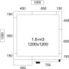 Chladiaci box z nerezovej ocele - 1,2 x 1,2 m - výška: 2,01 m - 1,8 m³ - vrátane nástennej chladiacej jednotky PLUS