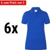 (6 pieces) KARLOWSKY | Ladies Workwear Polo Shirt – Blue - Size XS - 100% Cotton