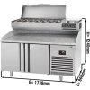 Commercial Refrigerated Pizza Prep Counter Premium PLUS - 1783x800 - 2 Doors - Top Display Rail - 7x GN 1/4