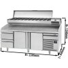 Commercial Refrigerated Pizza Prep Counter Premium PLUS - 2305x800 - 2 Doors - 2 Drawers - Top Display Rail - 11x GN 1/4