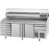 Commercial Refrigerated Pizza Prep Counter Premium PLUS - 2305x800 - 2 Doors - 6 Drawers - Top Display Rail - 11x GN 1/4