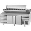 Commercial Refrigerated Pizza Prep Counter Premium PLUS - 2305x800 - 2 Doors - 6 Drawers - Top Display Rail - 11x GN 1/4