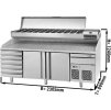Commercial Refrigerated Pizza Prep Counter Premium PLUS - 2305x800 - 2 Doors - 6 Drawers - Top Display Rail - 11x GN 1/4
