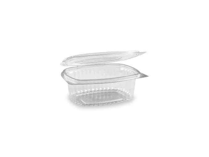 Miska (rPET) s víčkem oválná průhledná 375ml [50 ks]