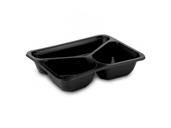 Menu mísa (PP) 3dílná černá 227 x 178 x 50 mm 1120ml [50 ks]