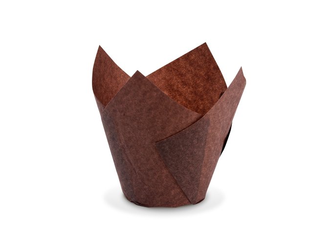 Tulipánový cukrářský košíček (PAP) hnědý Ø50 x 85 mm / 16 x 16 cm [100 ks]