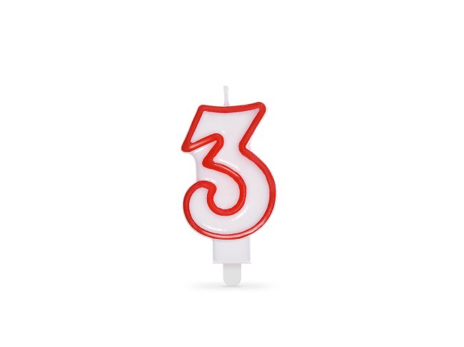 Číslová svíčka se stojánkem "3" 75mm [1 ks]