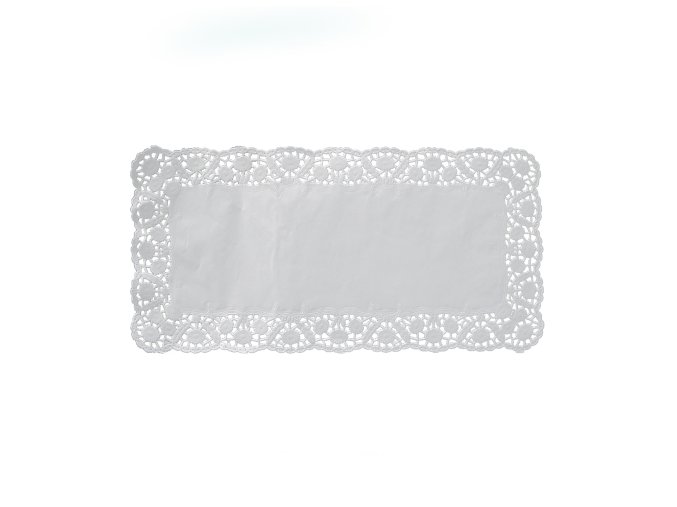 Dekorativní krajka (PAP) hranatá bílá 38 x 25 cm [6 ks]