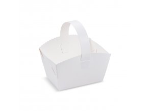 Svatební košíček (PAP) s ouškem bílý 10 x 8 x 6 cm [50 ks]