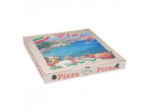 Krabice na pizzu (mikrovlnitá lepenka) G4 bílá s potiskem 50 x 50 x 5 cm [100 ks]