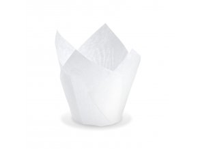 Tulipánový cukrářský košíček (PAP) bílý Ø50 x 85 mm / 16 x 16 cm [100 ks]