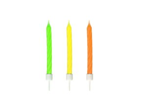 Narozeninová svíčka se stojánkem neon Ø5 x 60 mm [12 ks]