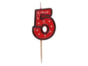 Číslová svíčka na špejli "5" 50mm [1 ks]