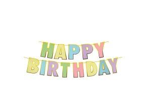 Papírová girlanda sada "HAPPY BIRTHDAY" 16 x 20 cm písmena + 5m provázek [1 sada]