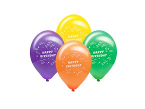 Nafukovací balónek "HAPPY BIRTHDAY" barevný mix Ø25cm `M` [100 ks]