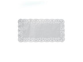 Dekorativní krajka (PAP) hranatá bílá 40 x 20 cm [6 ks]