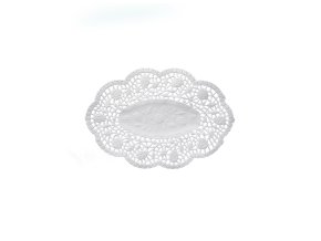 Dekorativní krajka (PAP) oválná bílá 18 x 13 cm [500 ks]